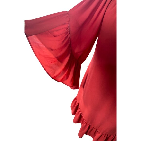 WHBM Shift Dress Brick Red Orange Ruffle Trim Size XS Extra Small OTS - Picture 5 of 8